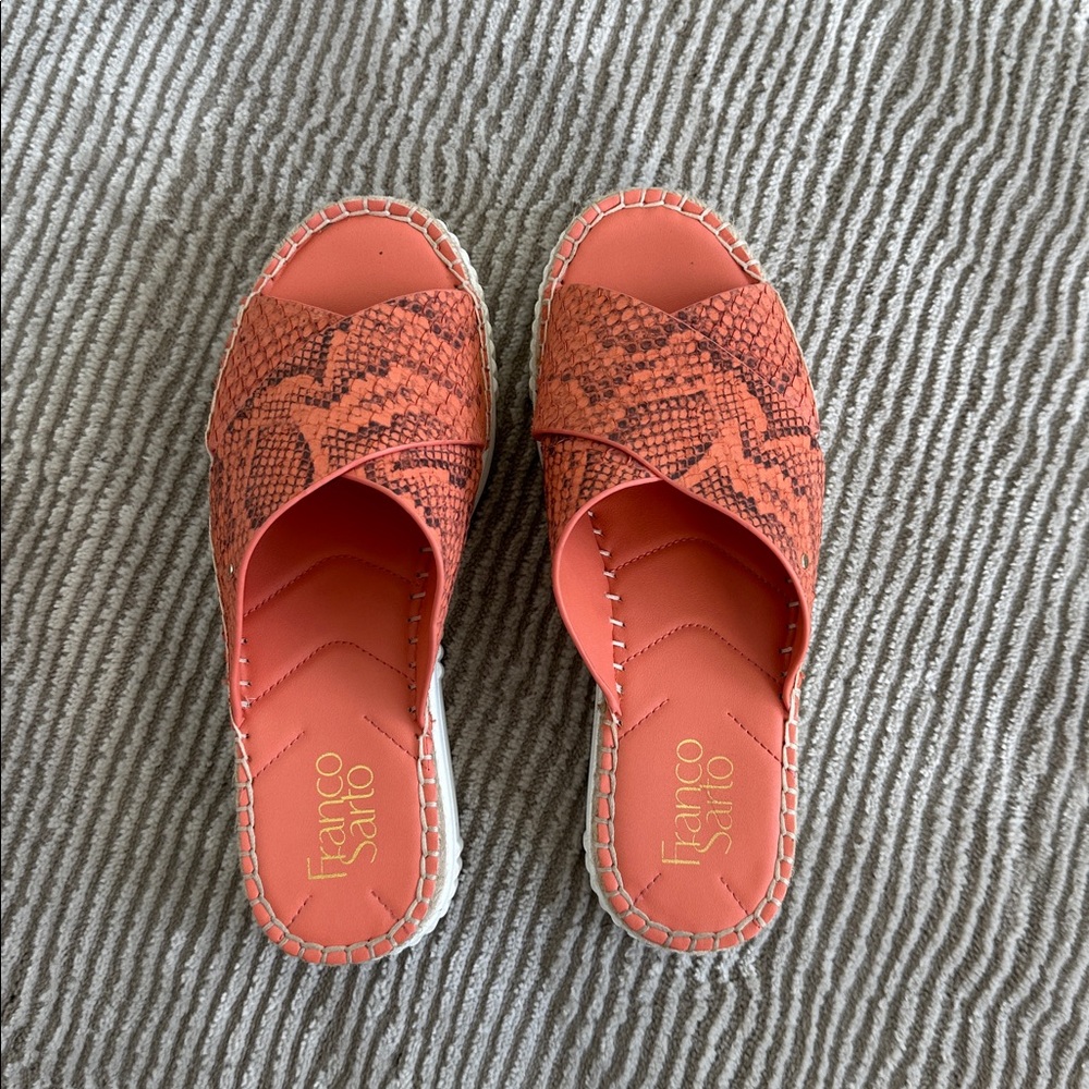 Franco Sarto Orange Textured Slide Sandals